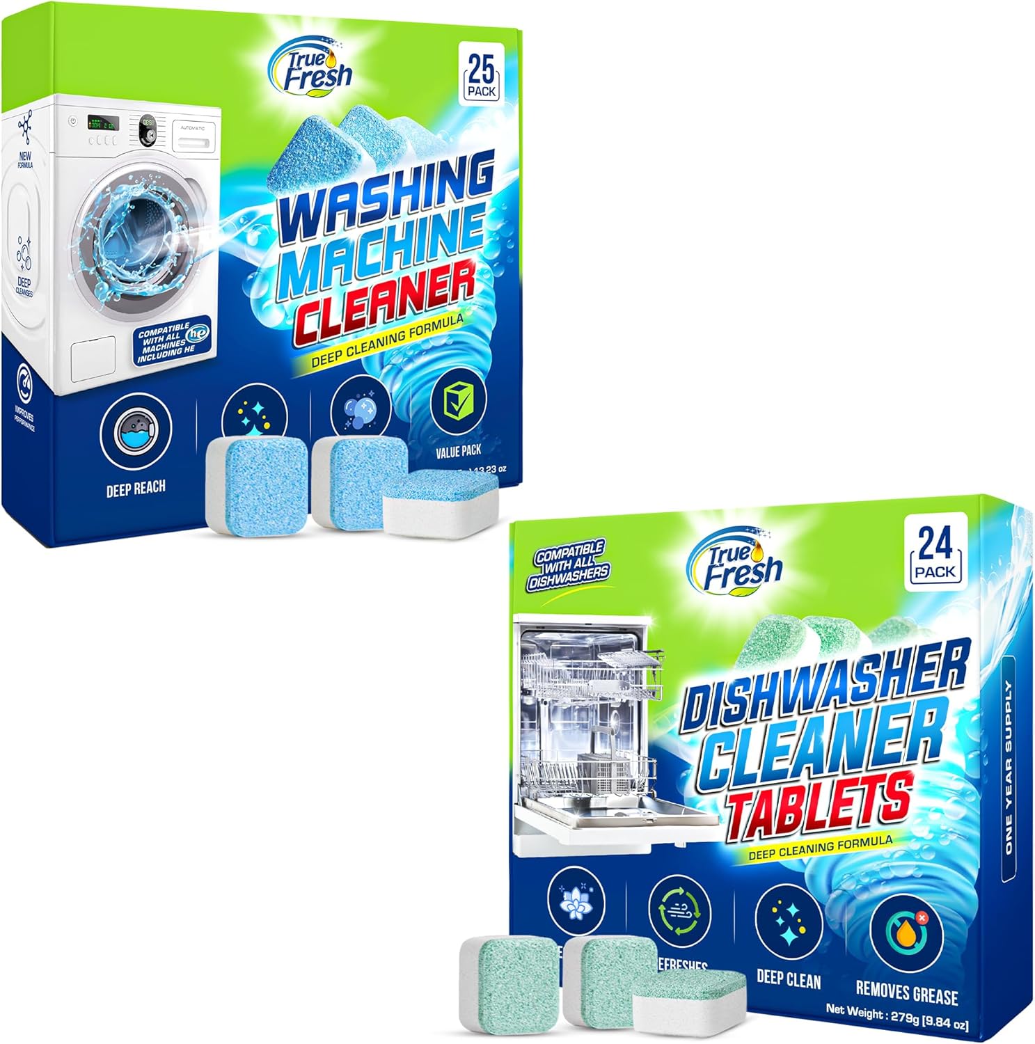 True Fresh Washer & Dishwasher Cleaner Tablets Bundle