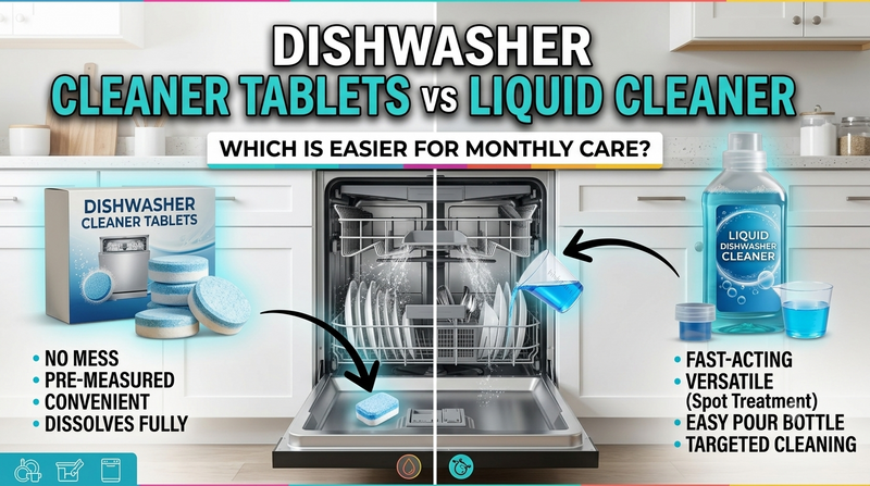 Dishwasher Cleaner Tablets vs Liquid Cleaner: Which Is Easier for Monthly Care?