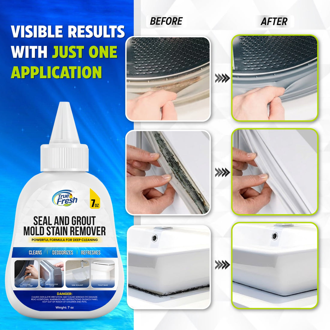 True Fresh Mold Stain Remover Gel, Mold and Mildew Cleaner for Bathroom, Walls, Shower & Washing Machine