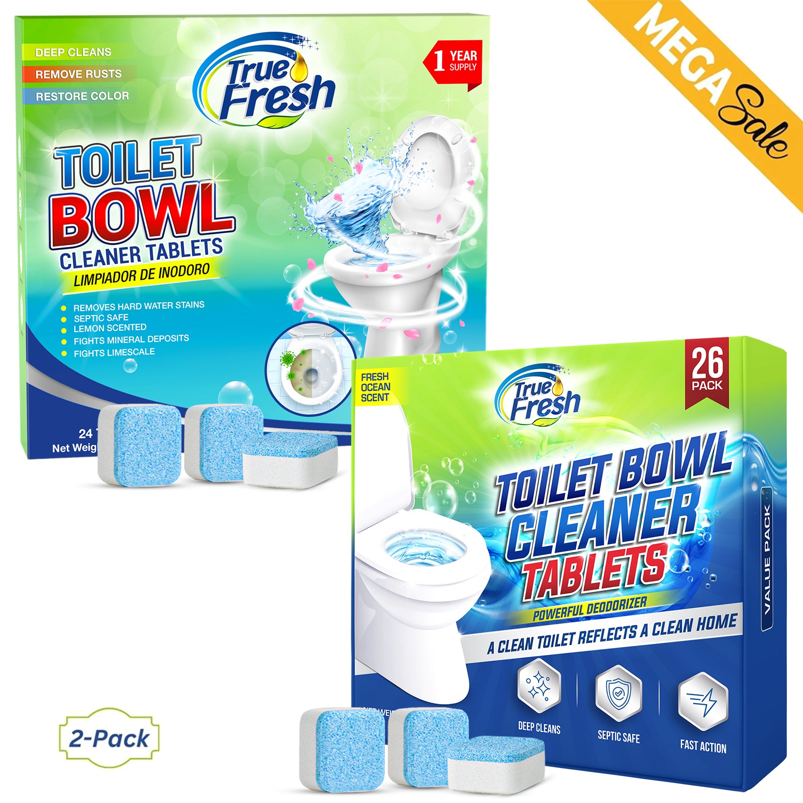 pack of 2 toilet bowl cleaner tablets