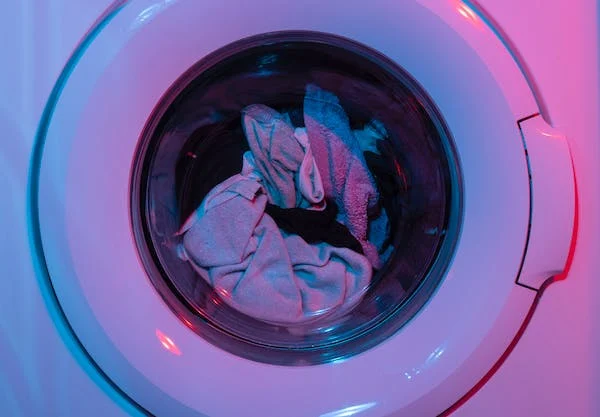 clothes in the washing machine