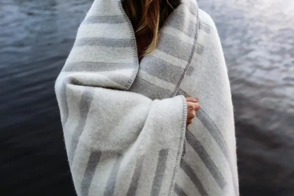 girl with wool blanket