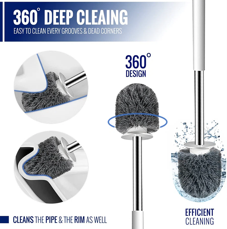 Toilet Brush and Plunger Set - 2 in 1 Bathroom Cleaner